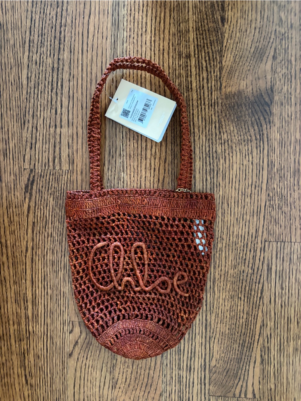Chloe Summer Banana Raffia Small Tote - Color: Clay Brown